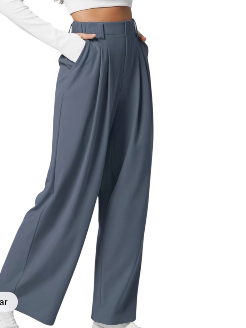 Wide Leg High-Waist Trousers in Slate Blue - Milar